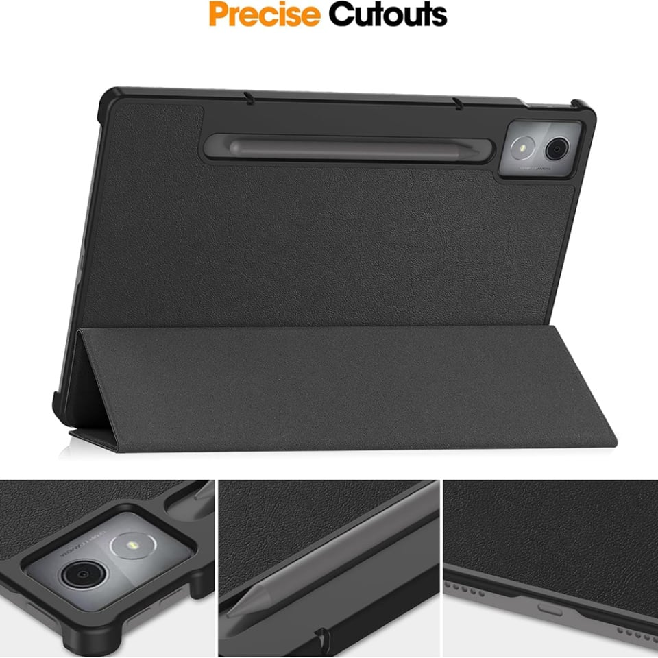 Husa tableta pentru Lenovo Idea Tab Pro 12.7 (2025), SKYDDAR INNOVATION, cu suport Multi-Unghi si functie Sleep/Wake, FoldPro, Roz, set cu sticker