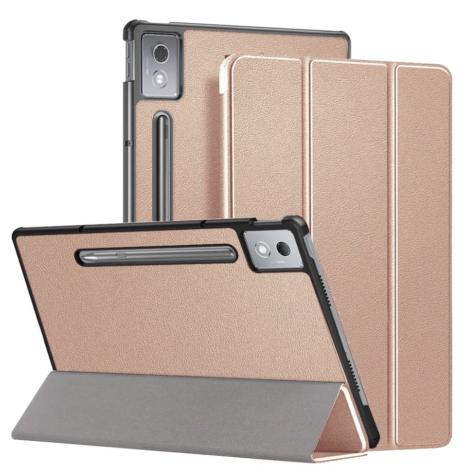 Husa tableta pentru Lenovo Idea Tab Pro 12.7 (2025), SKYDDAR INNOVATION, cu suport Multi-Unghi si functie Sleep/Wake, FoldPro, Roz, set cu sticker