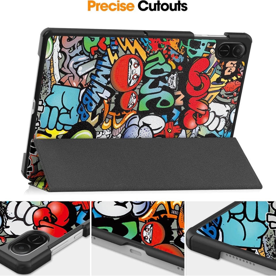Husa tableta pentru Honor Pad X8a, SKYDDAR INNOVATION, cu suport Multi-Unghi si functie Sleep/Wake, FoldPro, Urban vibe, set cu sticker