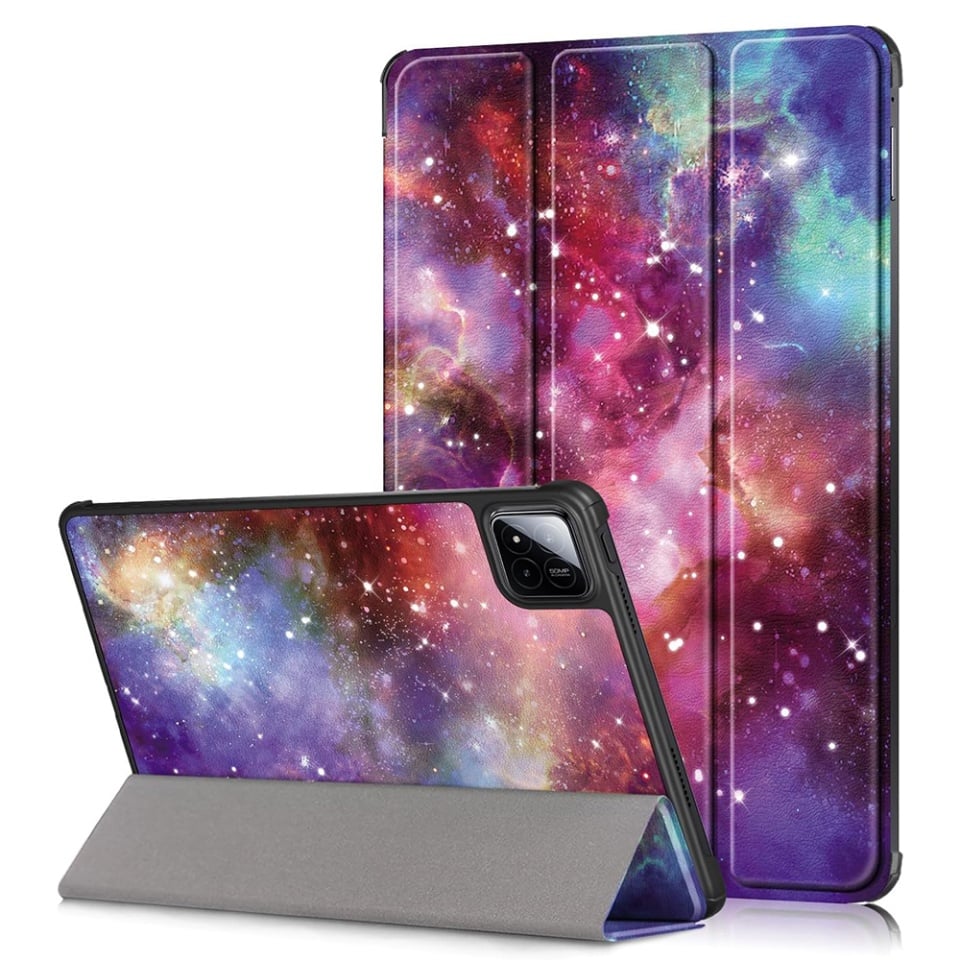 Husa tableta pentru Xiaomi Pad 7 / 7 Pro, SKYDDAR INNOVATION, cu suport Multi-Unghi si functie Sleep/Wake, FoldPro, Galaxy, set cu sticker