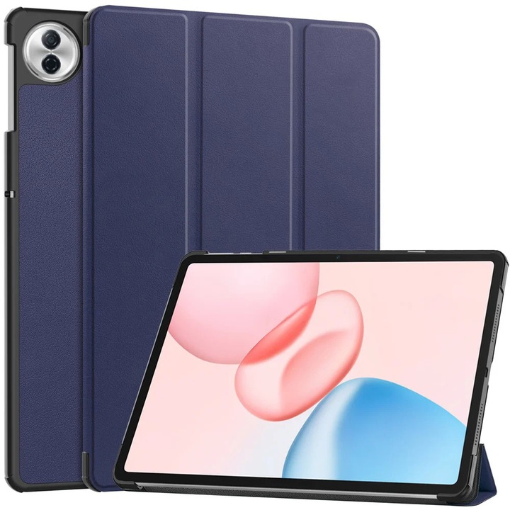 Husa tableta pentru Honor Pad 10, SKYDDAR INNOVATION, cu suport Multi-Unghi si functie Sleep/Wake, FoldPro, Albastru, set cu sticker