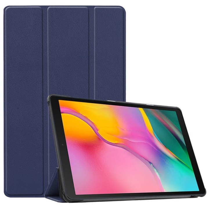 Husa tableta pentru Lenovo Idea Tab 11, SKYDDAR INNOVATION, cu suport Multi-Unghi si functie Sleep/Wake, FoldPro, Albastru, set cu sticker