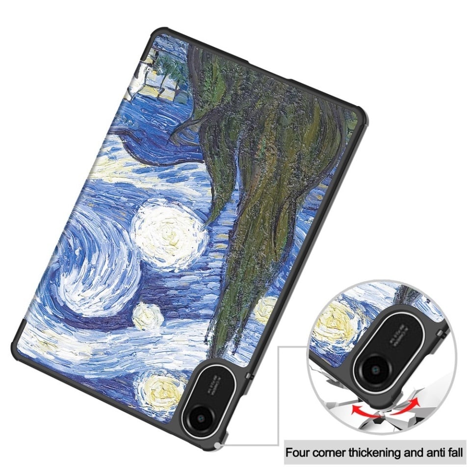 Husa tableta pentru Xiaomi Redmi Pad 2, SKYDDAR INNOVATION, cu suport Multi-Unghi si functie Sleep/Wake, FoldPro, Starry night, set cu sticker