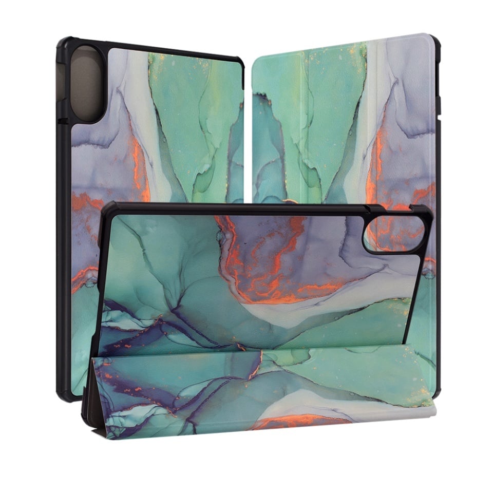 Husa tableta pentru Xiaomi Redmi Pad 2, SKYDDAR INNOVATION, cu suport Multi-Unghi si functie Sleep/Wake, FoldPro, Green time, set cu sticker