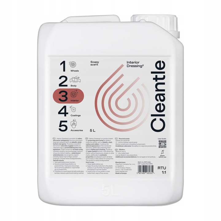 Cleantle belső autóvédő 5000ml szett mikroszálas kendővel 30x30cm