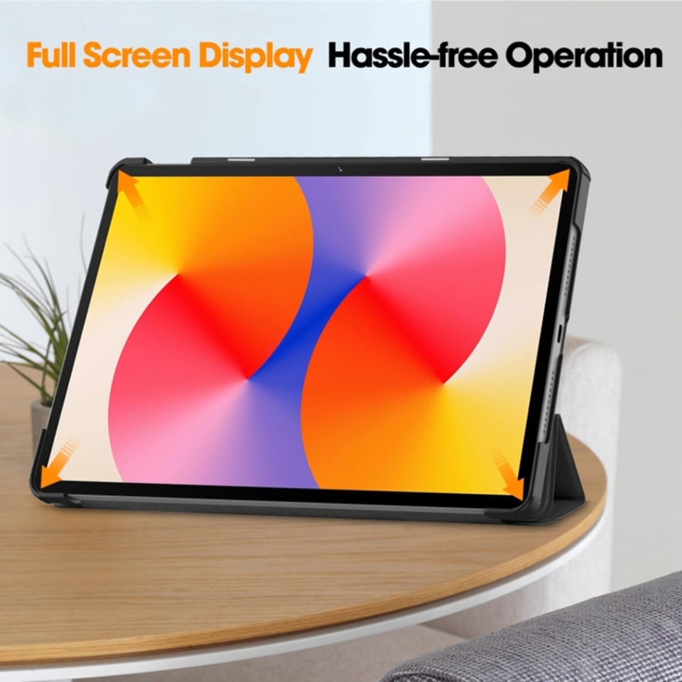 Husa tableta pentru Huawei MatePad SE 11, SKYDDAR INNOVATION, cu suport Multi-Unghi si functie Sleep/Wake, FoldPro, Negru, set cu sticker