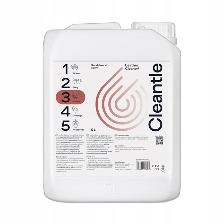 Cleantle Leather Cleaner2 bőrtisztító, koncentrátum, 5L, színtelen