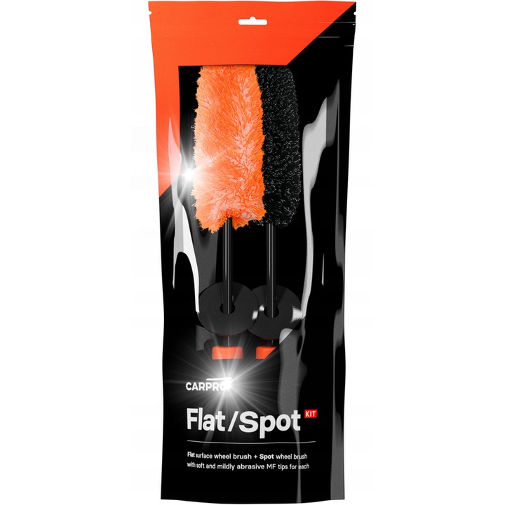 Комплект от 2 четки за почистване на джанти CarPro FlatSpot, 55 мм и 12 мм, многоцветни