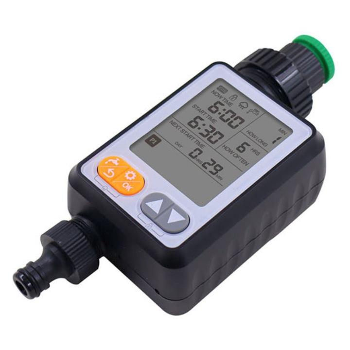Контролер за напояване на открито, таймер за кран за градински маркуч на открито с 3-инчов дисплей, със забавяне при дъжд за пръскачка за тревни площи и пулверизатор за маркуч