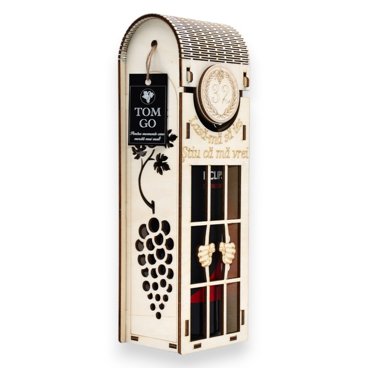 Cutie vin “Lasă-mă să ies, știu că mă vrei!” - motiv viță de vie & struguri