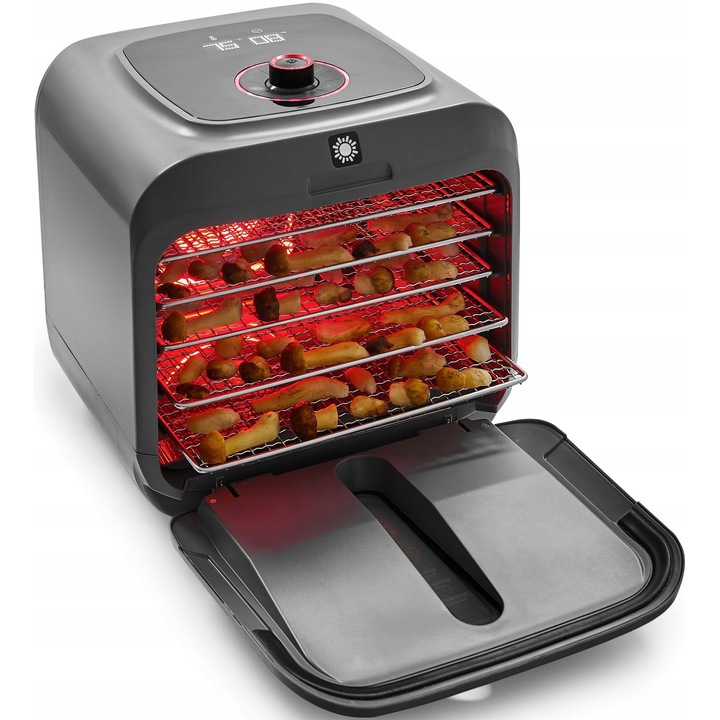 Дехидратор за храна Yoer Sunbox FD02G, 500W, 4 режима на работа, сив, 35x39.2x36.6см, комплект от 6 буркана за кисело мляко и аксесоари