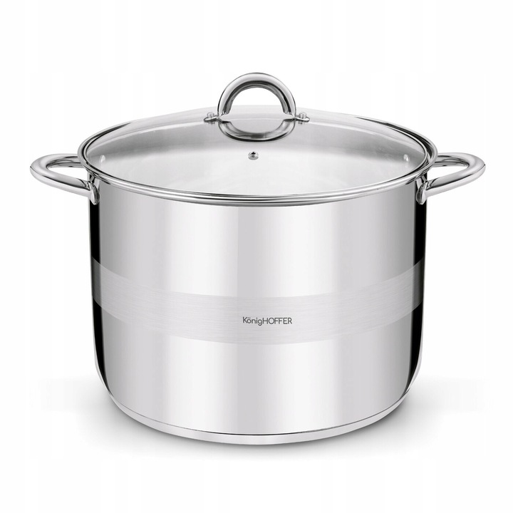 Висока тенджера с капак Konighoffer Faro 15L, неръждаема стомана, сребриста, 30x41x31.5см
