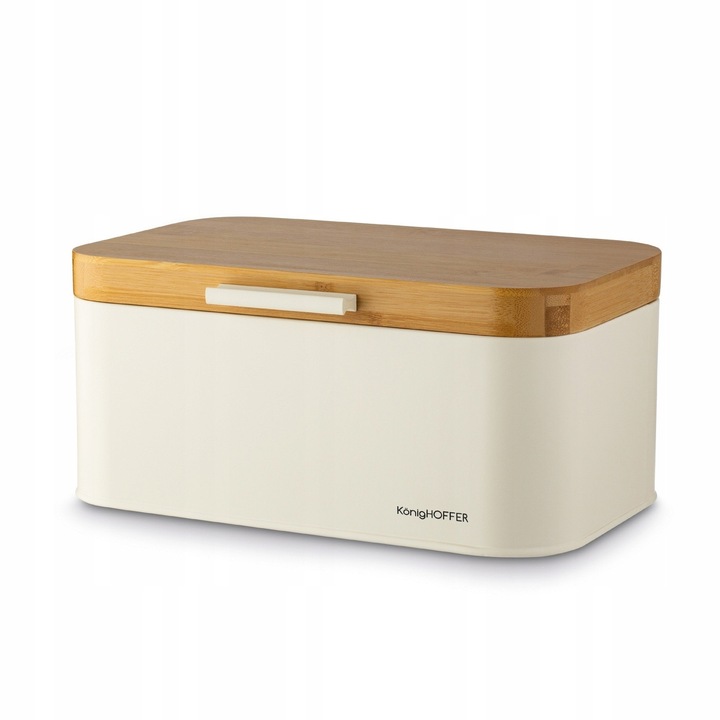 Хлебак Konighoffer Capri, крем, 30.5x18x14 см, въглеродна стомана, с бамбуков капак, комплект от 1 брой