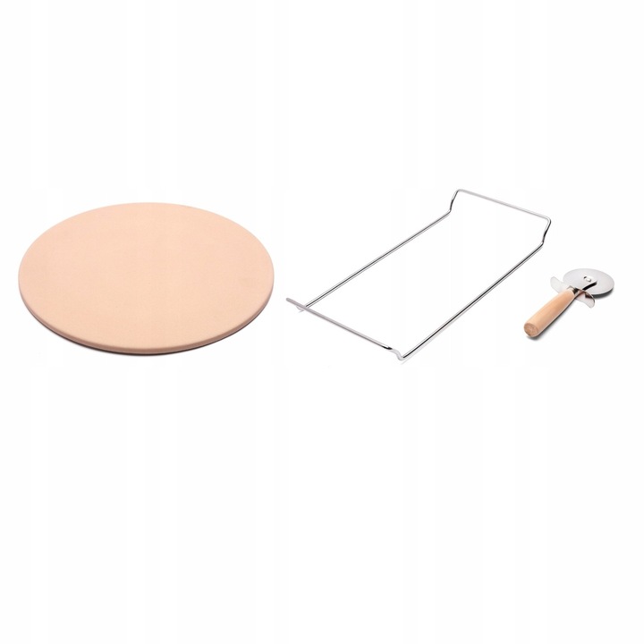 Комплект камъни за пица Konighoffer с поставка и ренде, 33 см, естествен цвят