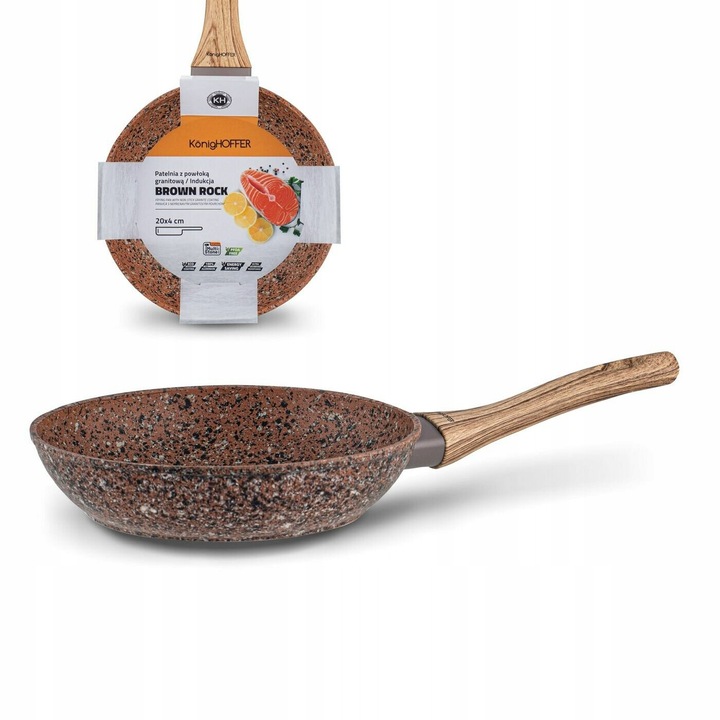Тиган KonigHOFFER Brown Rock, 20 см, незалепващ, за всички видове котлони, кафяв цвят