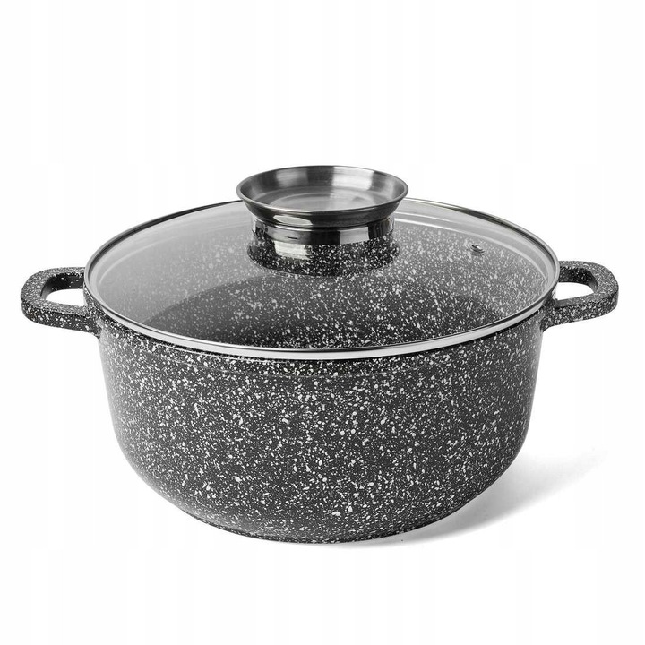 Kerámia edény 5,2L 24cm KonigHOFFER KINGSTONE fedővel, fekete, tapadásmentes