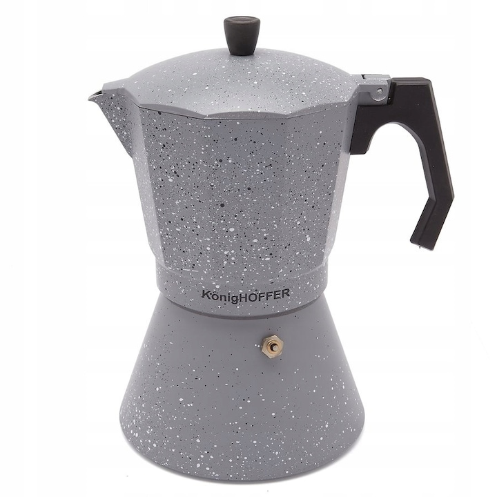 Cafetiere Konighoffer, 720 ml, 12 cesti, aluminiu, negru, 19.5x23.5cm