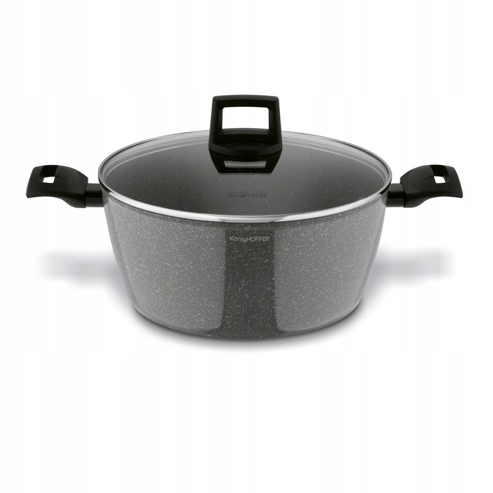 Konighoffer Jukon 6,5 l-es márványfazék fedővel, 28 cm, tapadásmentes, szürke