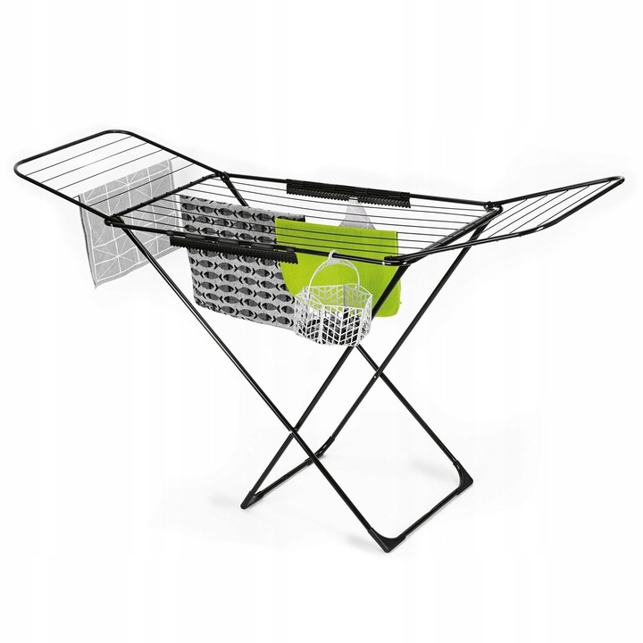 KonigHOFFER Vera fekete ruhaszárító, 2 elemes, 18 mb szárítófelület, 180x55x102cm, fekete