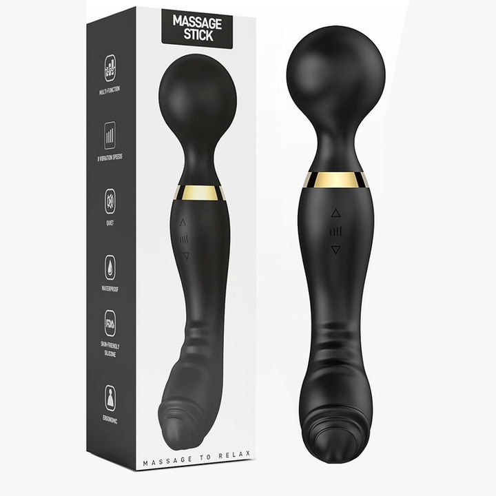 G-pont és csikló vibrátor, Kettős stimuláció, Szilikon, Vízálló, 10 rezgési mód, felnőtt szexuális játékok, 225*72*54 cm, YHJ, Fekete