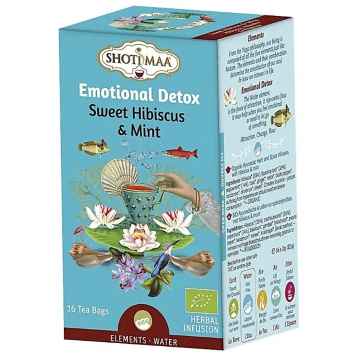 Ceai ayurvedic organic Emotional Detox – Hibiscus dulce & Menta, Shoti Maa – Armonie emotionala prin elementul Apa