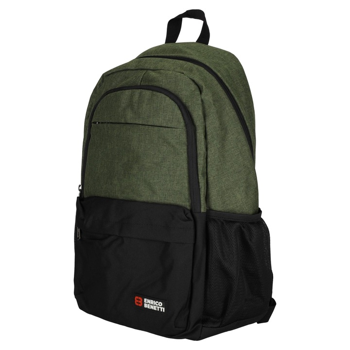 Rucsac Enrico Benetti Hamburg, 23L, verde măslin, pentru laptop 15in, bretele reglabile