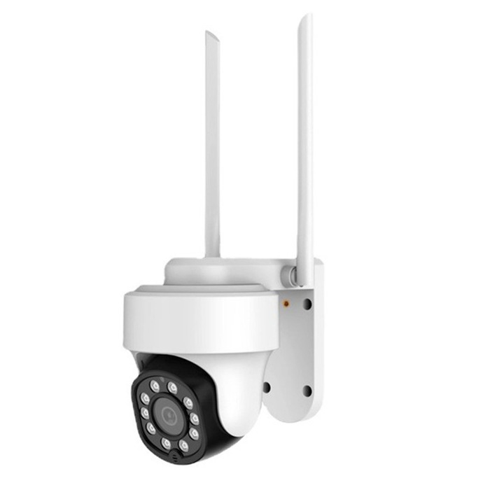 Camera de supraveghere WIFI, 3MP Full HD, CCTV, Rezolutie 2304x1296, Clear Night Vision mode, senzori smart miscare, comunicare bidirectionala, functie rotire, Vaxiuja, Alb