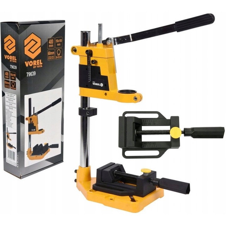 Stativ pentru bormasina cu menghina Vorel, 400mm, 25mm x 1.2mm, metal, 150x150mm