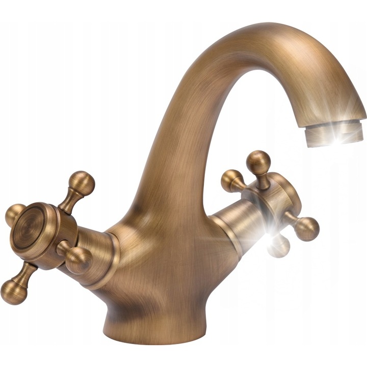 Смесител Fala Retro, 2 бутона, бронз, 15 см, включен монтажен комплект