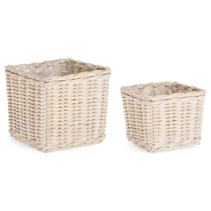 Set 2 cosuri ratan natur Randy 21x21x18 cm, 26x26x24 cm
