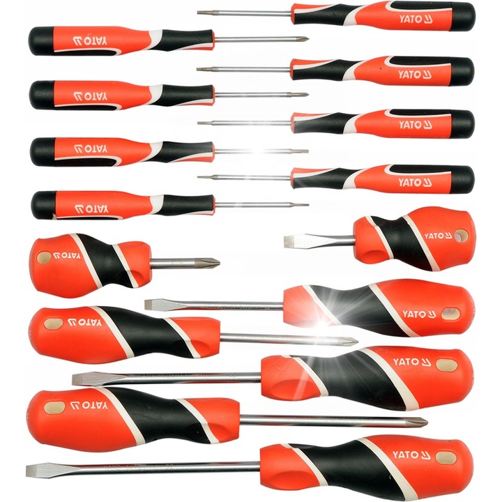 Комплект отвертки YATO 15 части, различни видове и размери, S2