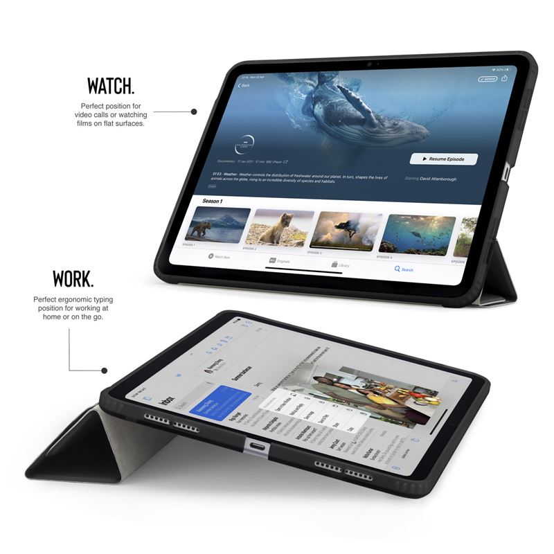 Husa flip cover Pipetto Tri-Folio compatibila cu iPad (A16) / iPad 2022, Black