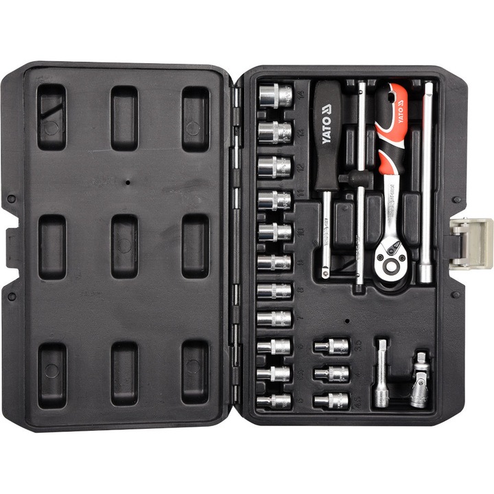 Set unelte 1/4'', Yato, 20 chei, din otel CrV, cu cutie de transport