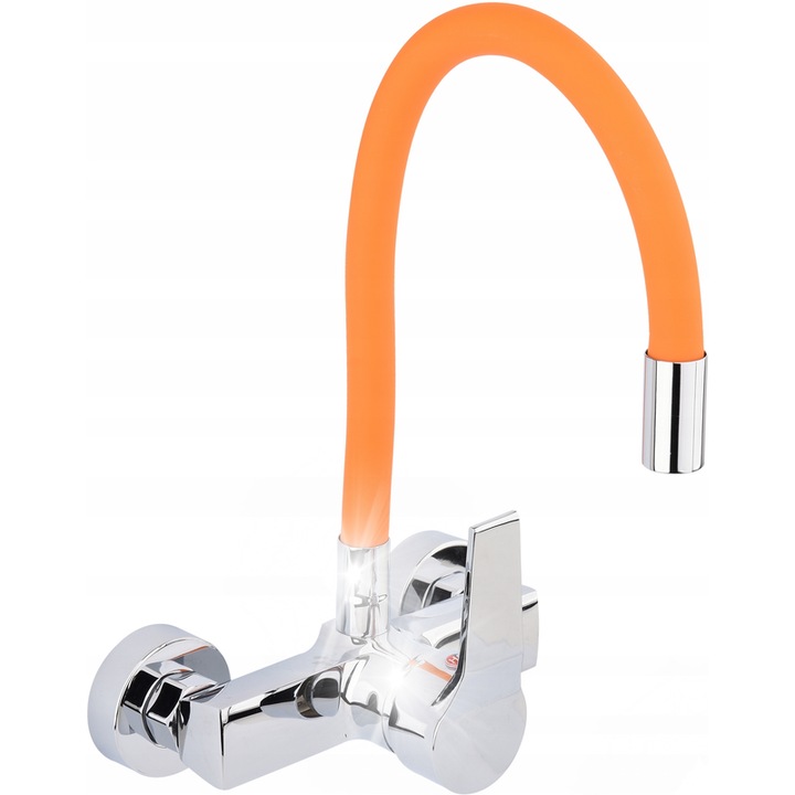 Санитарен смесител Fala, Гъвкав модел, еластичен чучур, оранжев, 2 отвора, 150 мм