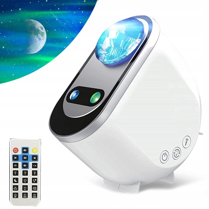 Aurora 3 az 1-ben projektorlámpa, RGBW, 14x13x6,6 cm, Bluetooth-szal és távirányítóval