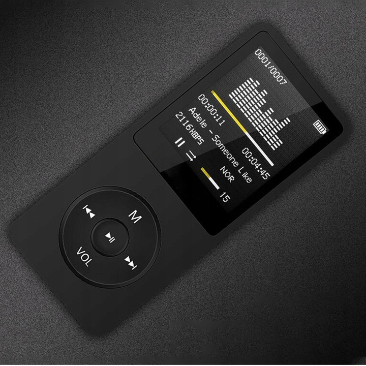 Bedee MP3 MP4 плейър, Bluetooth 5.0, 16GB, 1.8 инча, черен