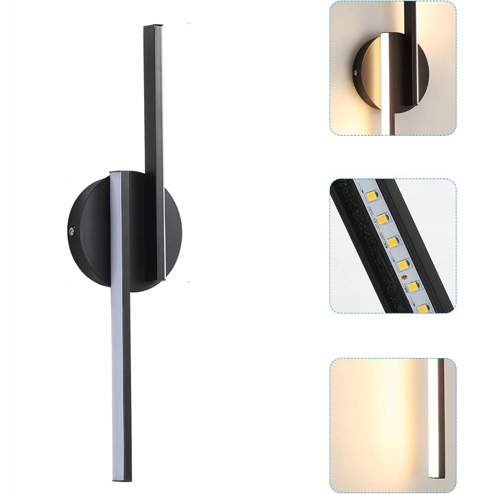 Стенна лампа Bedee 45см, 16W, 3000K, черна, монтажен комплект