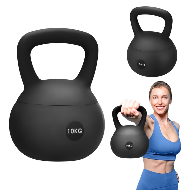 Hanta kettlebell 6 kg Gymtek, constructie moale, material PVC si guma, pentru antrenamente acasa