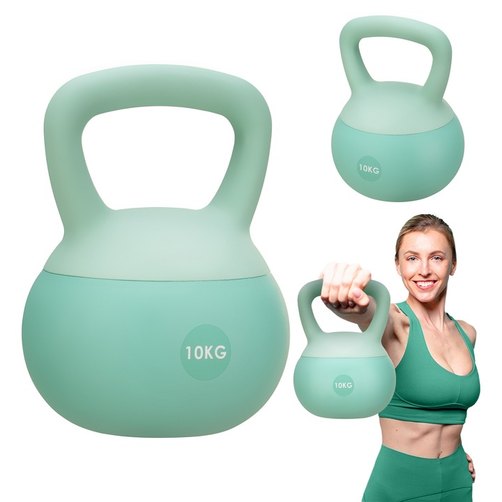 Kettlebell 4 kg Gymtek, design moale, material PVC, verde
