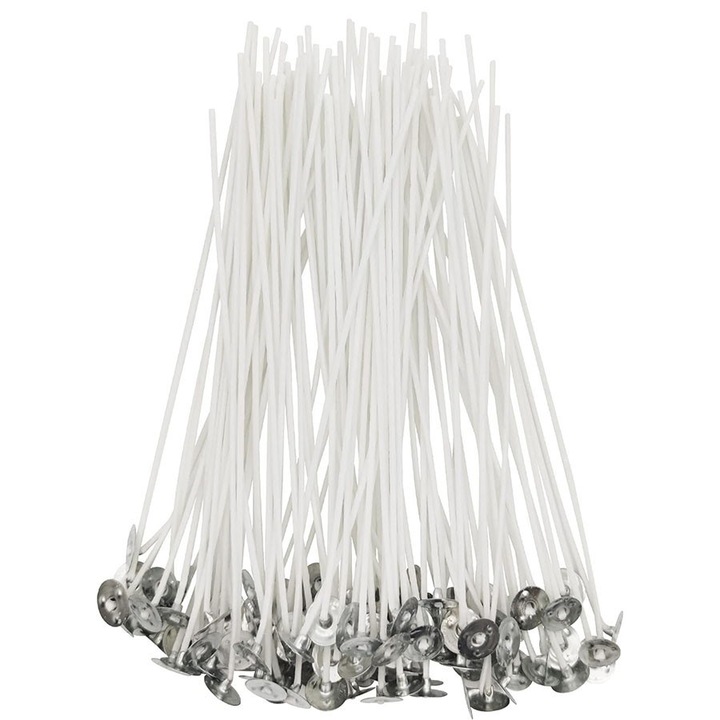 Fitiluri pentru lumanari TodyJeyHo, pre-cerate, 20cm, 100 buc, alb