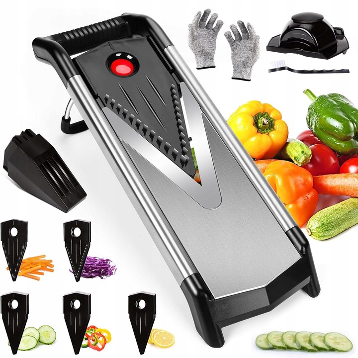 Razatoare manuala 5 in 1, 5 lame V, inox, usor de curatat, dimensiuni compacte