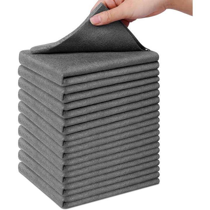 Set 10 bureti din microfibra Vicloon, super absorbant, pentru curatare, gri