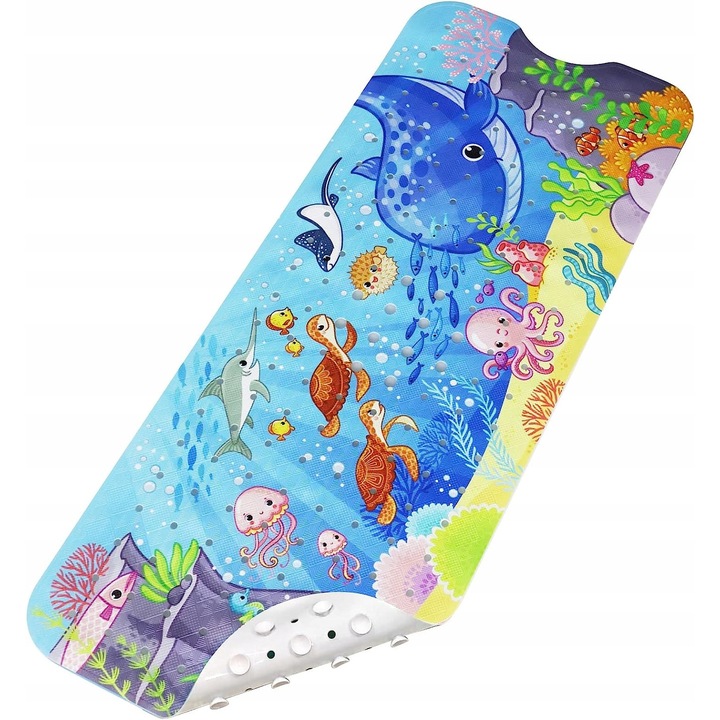 Covoras de baie antiderapant, 100x40 cm, design cu animale, multicolor