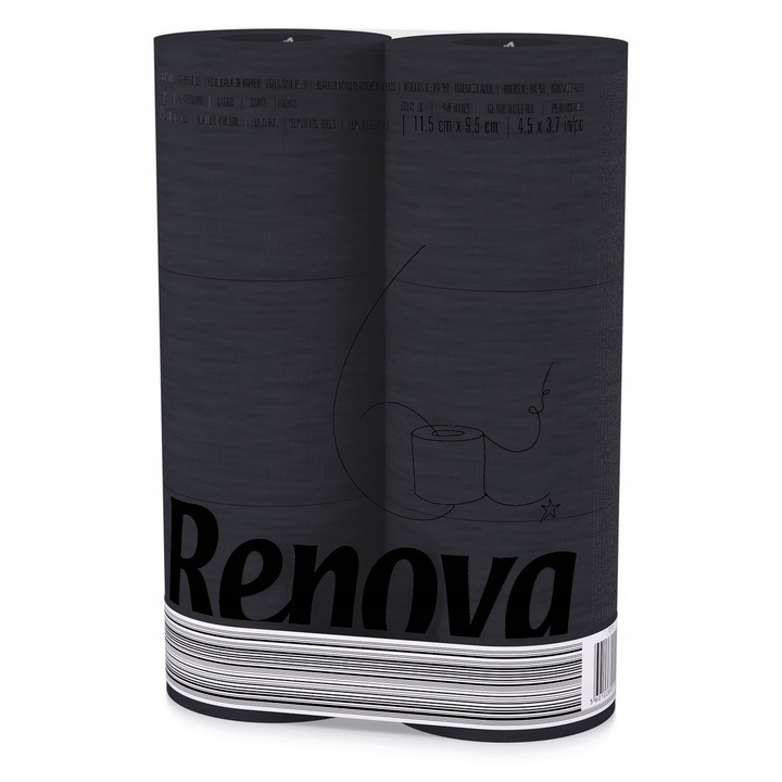 Комплект тоалетна хартия Renova от 6 ролки, 3 слоя, 140 листа/ролка, многоцветна, 16,1 м