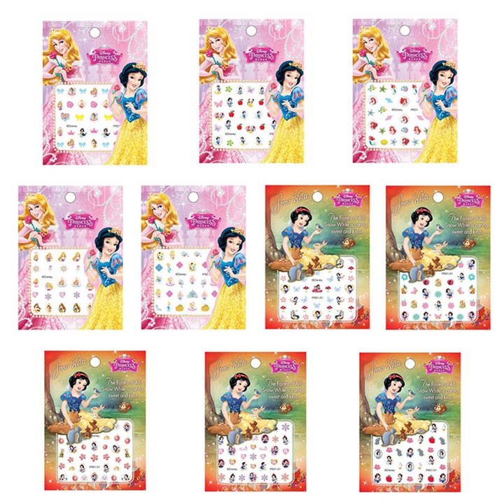 Set 10 Foi Stickere Unghii, OVERTANG, Autoadezive, Desene Animate, Multicolor