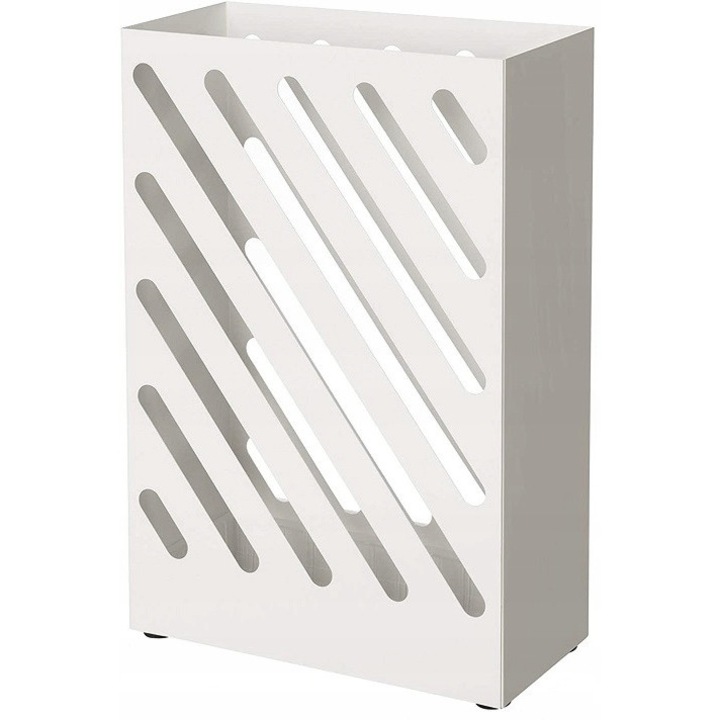 Метална стойка за чадъри, бяла, 41x28x12см, с тава за събиране на вода и 4 куки