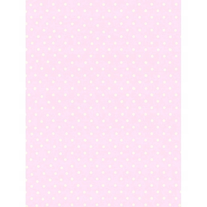 Tapet pentru copii, roz cu buline albe, 10.05m x 53cm, 3D, lavabil