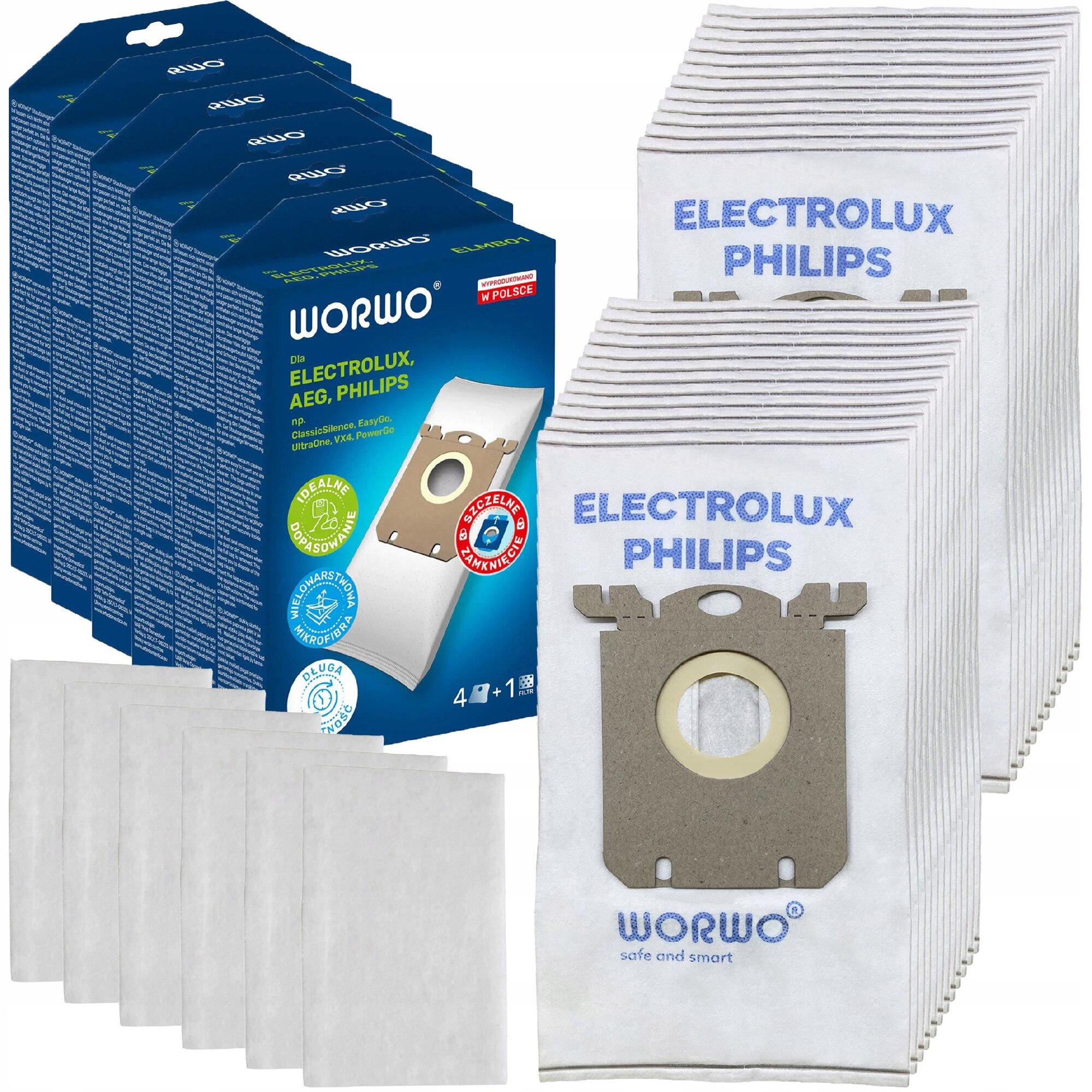 Set 24 Worki Syntetici pentru Aspiratoare Worwo ELMB01K + 6 Filtre