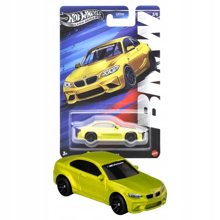 Miniatură Auto, Hot Wheels, BMW M2, 1:64, Multicolor, 10.5x7.5x3cm, Set 1 x Mașinuță