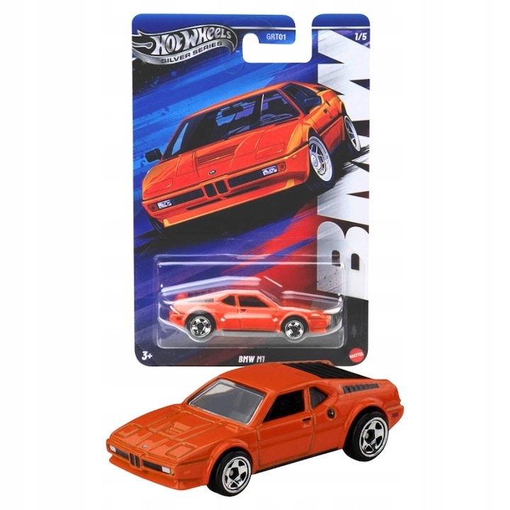 Miniatură Auto, Hot Wheels, BMW M1, 1:64, 10.5x7x3cm, Multicolor, Set 1x Mașinuță